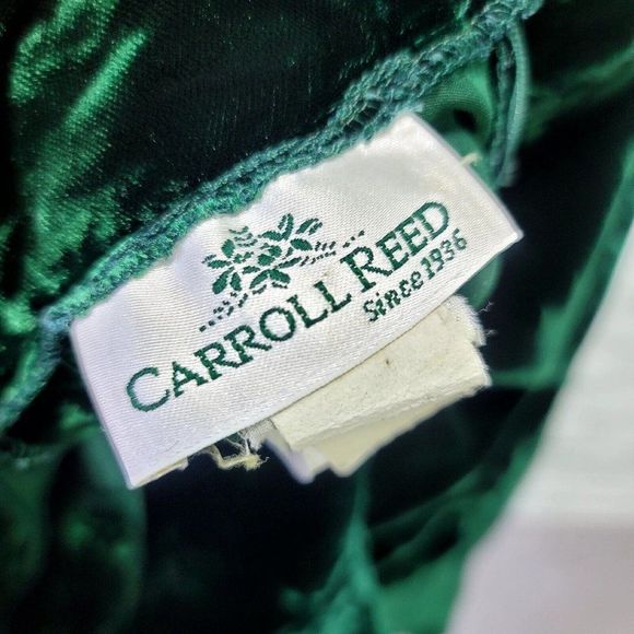 Vintage 80s Carroll Reed M/L Emerald‎ Green Crushed Velvet Mockneck L/S Dress - Picture 9 of 12